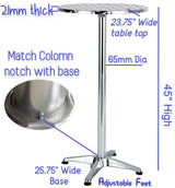 BTEXPERT Aluminum Indoor Outdoor 23.75" Round Restaurant Bar Height 45" Table flip top, Patio Stainless Steel Silver Furniture 25.75" Base BTEXPERT