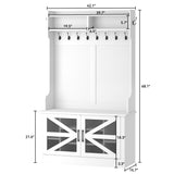 DWVO 42" Wide Hall Tree with Shoe Storage, Farmhouse Entryway Bench with Coat Rack, 10 Shoe Cubbies with Adjustable Shelves & 10 Coat Hooks, Shoe Storage Bench for Entryway Hallway (White) DWVO