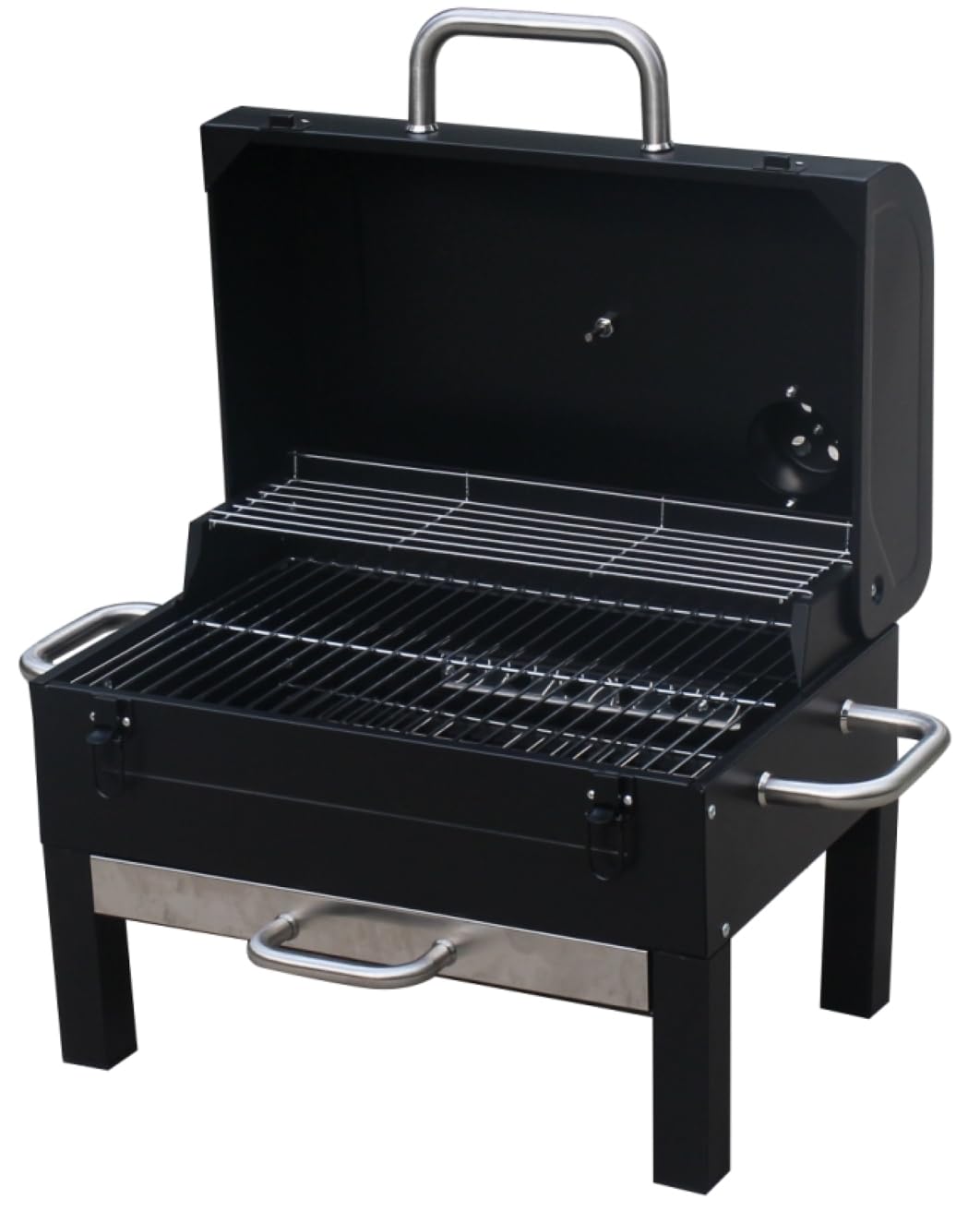 GasOne Portable Charcoal Grill – 18-inch Tabletop Charcoal Grill with Side Handles and Lid – Compact BBQ Charcoal Grill for Picnic, Tailgate, Travel – 2-Tiered Outdoor Charcoal Grill Gas One