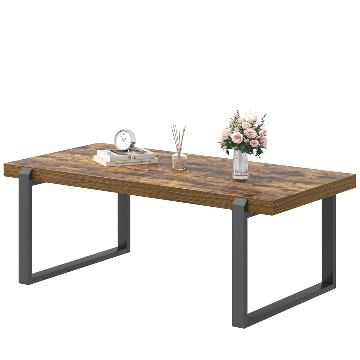 EXCEFUR Modern Coffee Table, Industrial Wood and Metal Center Table, Cocktail Tea Table for Living Room Home Office, Rustic Brown, 44 Inch EXCEFUR