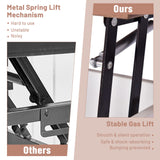 COSTWAY Lift Top Coffee Table, with Hidden Storage Compartment & 3 Open Shelves, Rectangular Cocktail Tea Table with Solid Wood Legs for Living Room Reception Room (White) COSTWAY