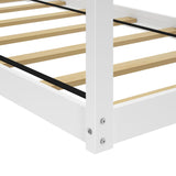 Max & Lily Twin Floor House Bed, Modern Solid Wood Low Bed Frame for Kids, Montessori Floor Bed for Bedroom, Playroom, Wooden Slats, White Max & Lily