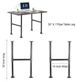 MUZIK 30 Inch Industrial Table Legs, 2 Pack Grey Steel Metal Pipes Vintage Furniture Legs, for Coffee and End Table Legs, 30 in H x 14 in W MUZIK