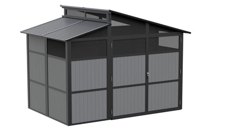 Sojag Rainier Aluminum Frame Storage Shed, Galvanized Steel Roof for Equipment Protection, Polycarbonate Panels for Natural Light, 8' x 11' Sojag
