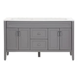 Spring Mill Cabinets Vadin 60 Inch Double-Sink Bathroom Vanity with White Top, 2 Soft-Close Drawers, 2 Cabinets, 60.5" W x 18.75" D x 35.43" H, Sterling Gray Spring Mill Cabinets