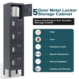 BUTISOW Metal Lockers - 66" Height Steel Lockers for Employees with 5 Door Storage Locker with Card Slot for Employees Gym School Home Office Garage - Assembly Required BUTISOW