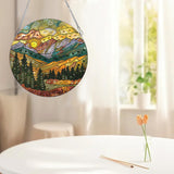 hospitian DIY Hanging Diamond Art Pendant Painting Kit Landscape,Mountain Sunset Diamond Painting Kits for Adults,Special Crystal Gem Craft Painting Kit Ornament 9.4x9.4inch hospitian