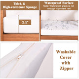 Tangkula 3 Pieces Patio Furniture Set, Includes Set of 2 Outdoor Acacia Wood Cushioned Chairs and Coffee Table, for Garden, Backyard, Poolside, Bistro and Deck, Patio Conversation Chat Set (White) Tangkula