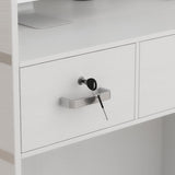 Homsee Modern Reception Desk with 3 Drawers, 1 Door Storage Cabinet & Hutch Shelf, Office Wooden Computer Desk, Writing Study Table PC Laptop Desk, White (47.3" L x 18.3" W x 43.3" H) Homsee