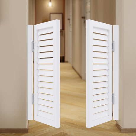 Undercat Swinging Door Cafe Doors, Solid Wood Partition Door, Two-Way Saloon Doors, Half-Waist Dividing Doors for Hallway Porch Kitchen Bar Pub Entrance Partition, 33.46 * 35.43 in, White Undercat