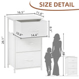 Somdot Dresser for Bedroom with 3 Drawers, Storage Organizer Chest of Drawers with Removable Fabric Bins for Closet Bedside Living Room Laundry Entryway Hallway, White Leather Somdot