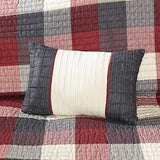 Madison Park Reversible Quilt Cabin Lifestyle Plaid Design - All Season, Breathable Coverlet Bedspread Bedding Set, Matching Shams, Full/Queen(90"x90"), Red 6 Piece Madison Park