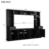 Ball & Cast TV Stand with Cabinets for TVs up to 75",Wall Unit Entertainment Center with Storage and Open Shelves,Modern Media TV Console with 2 Drawers for Living Room,Black Ball & Cast