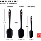 DI ORO Silicone Spatula Set - Rubber Kitchen Spatulas for Baking, Cooking, & Mixing - 600°F Heat-Resistant & BPA Free Silicone Scraper Spatulas for Nonstick Cookware - Dishwasher Safe (3pc, Black) di Oro Living