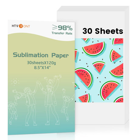 HTVRONT Sublimation Paper 8.5x14 inches - 30 Sheets Sublimation Transfer Paper Compatible with Inkjet Printer, Easy to Transfer 120 gsm Sublimination Paper for tumblers, T-shirts, Mugs HTVRONT