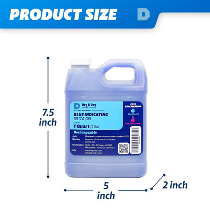 Dry & Dry [2 LBS] Blue Indicating Silica Gel Beads Desiccants (Industry Standard 3-5 mm) - Reusable Desiccant Beads Silica Beads(Blue to Pink) - WoodArtSupply