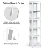 Tangkula White Multifunctional Tall Bathroom Storage Cabinet with 3 Shelves and 2 Drawers Tangkula