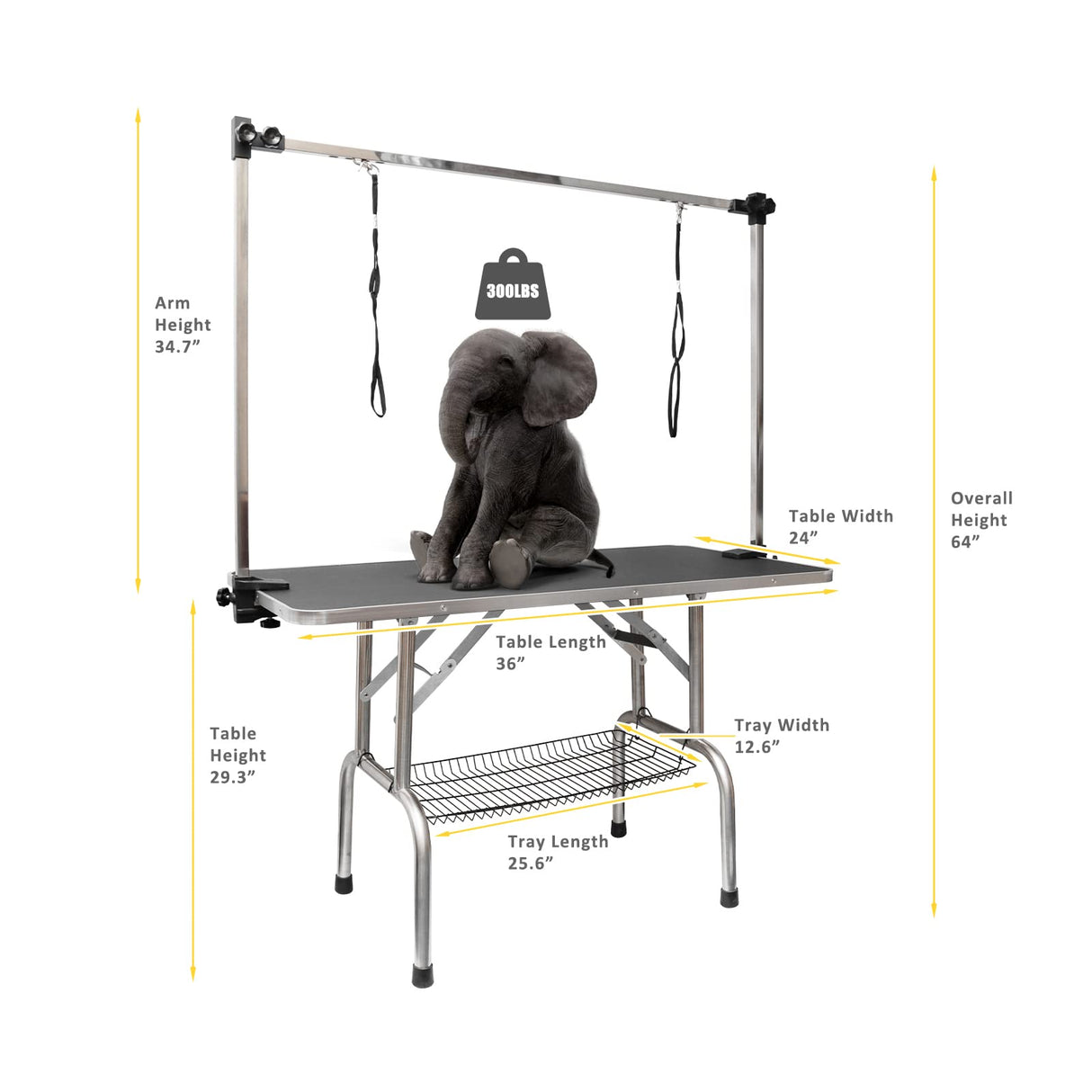 ROOMTEC 36" Dog Grooming Table,Foldable Home Pet Bathing Station with Adjustable Height Arm/Noose/Mesh Tray ROOMTEC