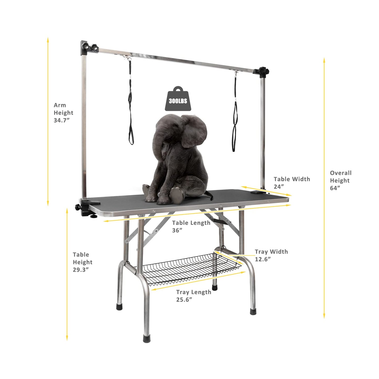 ROOMTEC 36" Dog Grooming Table,Foldable Home Pet Bathing Station with Adjustable Height Arm/Noose/Mesh Tray - WoodArtSupply