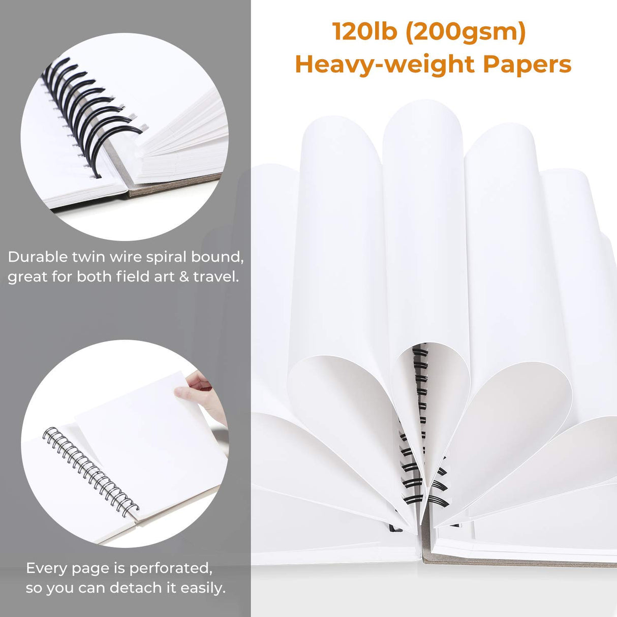 Ohuhu Mix Media Pad, 8.3"x8.3" Mixed Media Art Sketchbook, 120 lb/200 GSM Heavyweight Papers, 62 Sheets/124 Pages, Spiral Bound Mixed Media Paper Pad for Acrylic, Painting Christmas Gift Ohuhu