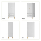 HLR Armoire Wardrobe Closet with Drawers, 72" Tall Modern Bedroom Armoire with Hanging Rod, Large freestanding Wooden Wardrobe Cabinet for Bedroom, Cloak Room (White) HLR