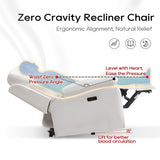 Power Recliner Sofa Set of 2 Piece with Bass Speakers for Living Room,Faux Leather Electric Zero Gravity 3 Seater Reclining Couch with Wireless Charger and Loveseat Theater Chair with LED Lights,White Comfort Stretch