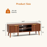 TV Stand for Living Room, Mid Century Modern Entertainment Center for 55/60/65 inch TVs, TV Console with Fluted Door Cabinets and Open Shelves, for Bedroom, Walnut LCRBOL