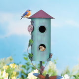BAYN 57” Bird Houses Stake for Outside, Metal Wild Bird Feeder Double-Hole Birdhouse Stake with Cylinders Design Outdoor Decorations for Patio, Backyard, Garden BAYN