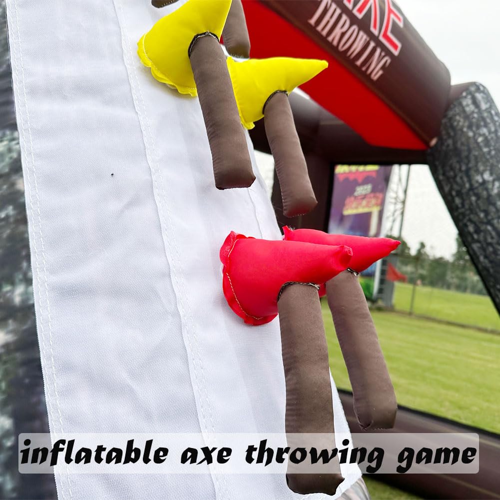 V-infla Inflatable Axe Throwing Game + Inflatable Ball Toss Target Dart Board Game with 1 Air Blower and 12 Axe and 10 Balls for Events V-infla