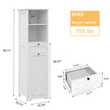 OQSC Tall Tilt Out Laundry Room Cabinets and Storage with Hidden Removable Basket, Pull Out Laundry Cabinet Hamper with Door and Drawer for Laundry Room, Bathroom, 13 Gallons OQSC