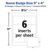 Avery Customizable Name Badges with Magnets, 3" x 4", Clear Name Tag Holders with White Printable Inserts, 24 Magnetic Name Badges (8780) AVERY