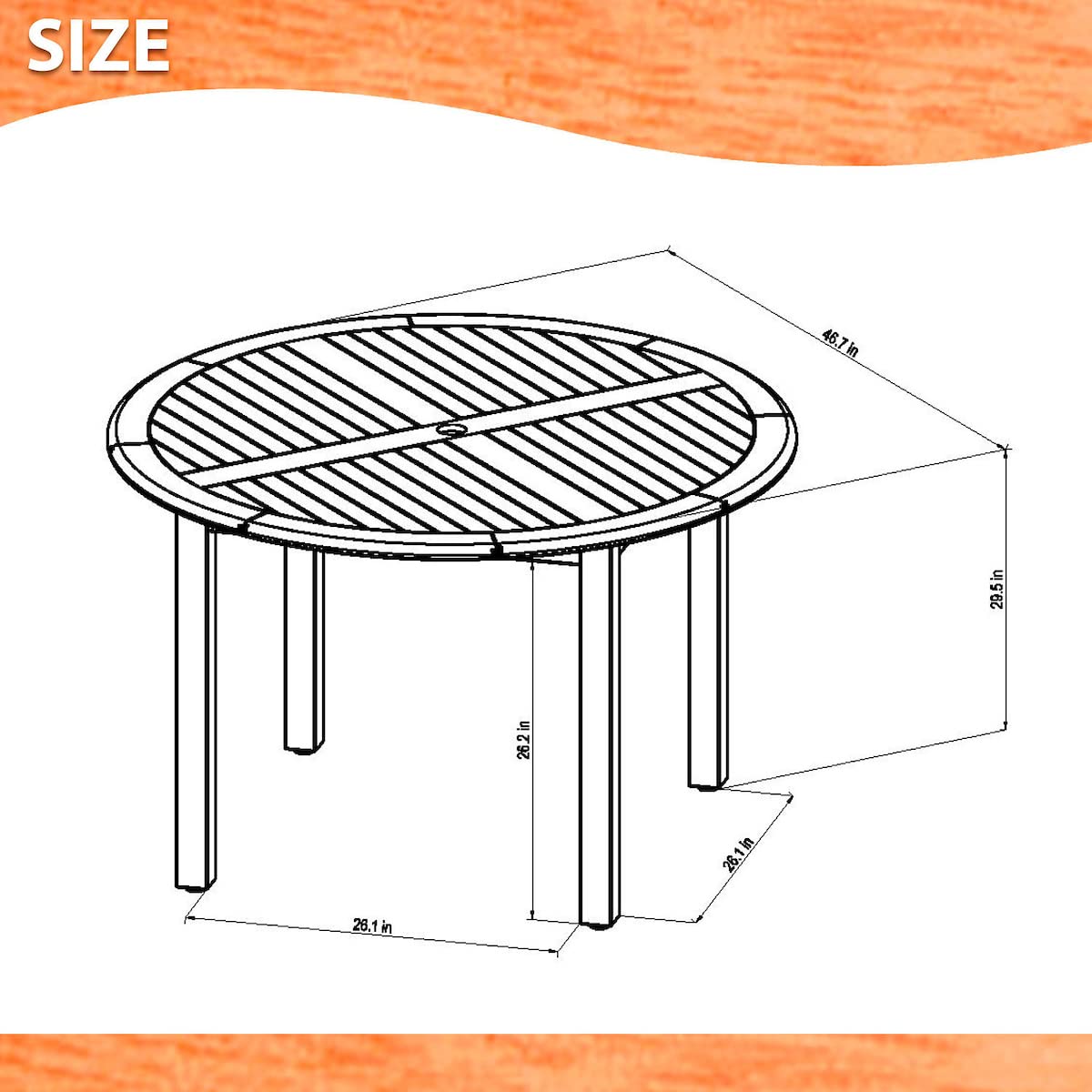 Amazonia Indiana Patio Dining Teak Finish | Durable and Ideal for Indoors and Outdoors, Round Table, Brown - WoodArtSupply