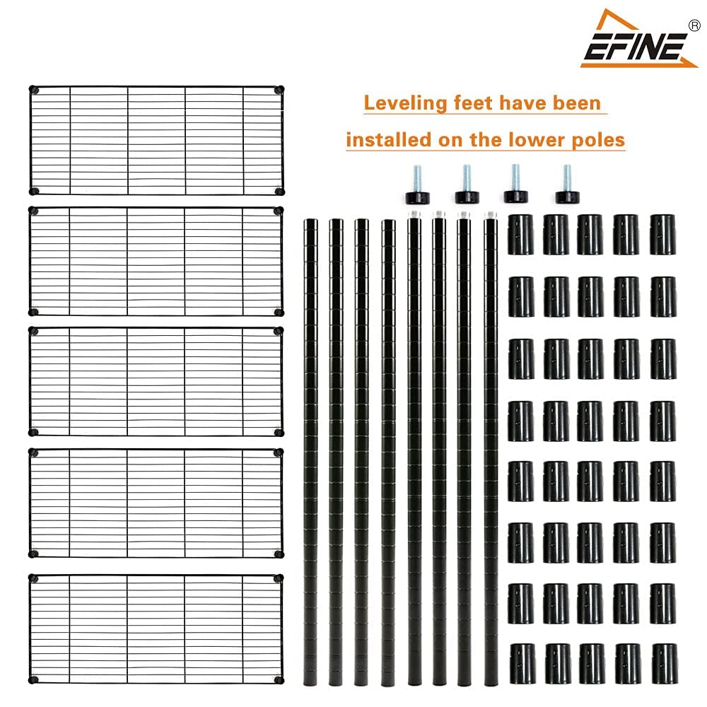 EFINE 5-Shelf Shelving Unit with Shelf Liners Set of 5, Adjustable, Metal Wire Shelves, 150lbs Loading Capacity Per Shelf, Shelving Units and Storage for Kitchen and Garage Catalina Creations