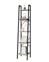 Hzuaneri Ladder Shelf, Bookshelf Bookcase, Freestanding Corner Storage Shelve with 2 Hooks for Home Office, Living Room, Kitchen, Bedroom, Industrial, 5-Tier Greige BC03205B Hzuaneri