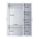 Fenghua Lizhi 3 Doors Wooden Wardrobe Closet Armoire, White Storage Cabinet for Hanging Clothes, Bedroom Large Capacity Freestanding Armoire,Wood Wardrobe Combination with Shelves (White) Fenghua Lizhi