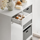 Haotian Bathroom Laundry Cabinet Freestanding Tilt-Out Hamper Storage Unit Narrow Bath Organizer with Removable Baskets, White BZR77-W Haotian