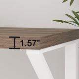 HSH Farmhouse Desk, Modern Home Office Desk, Student Desk for Bedroom Computer Table, Rustic Wood and Metal PC Laptop Computer Desk, Simple Writing Study Gaming Desk Executive Workstation, 55 Inch HSH