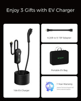 Level 1/2 EV Charger, 16A 110-240V Portable EV Charger with 25FT Cable, Home Electric Vehicle Charging Stations with NEMA 6-20 Plug NEMA 5-15 Adapter for All J1772 EVs EG evgoer