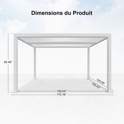 PURPLE LEAF Outdoor Louvered Pergola 10'x14' White Pergola Aluminum Modern Perogla with String Lights Independent Rainproof Adjustable Hardtop for Patio Garden - WoodArtSupply