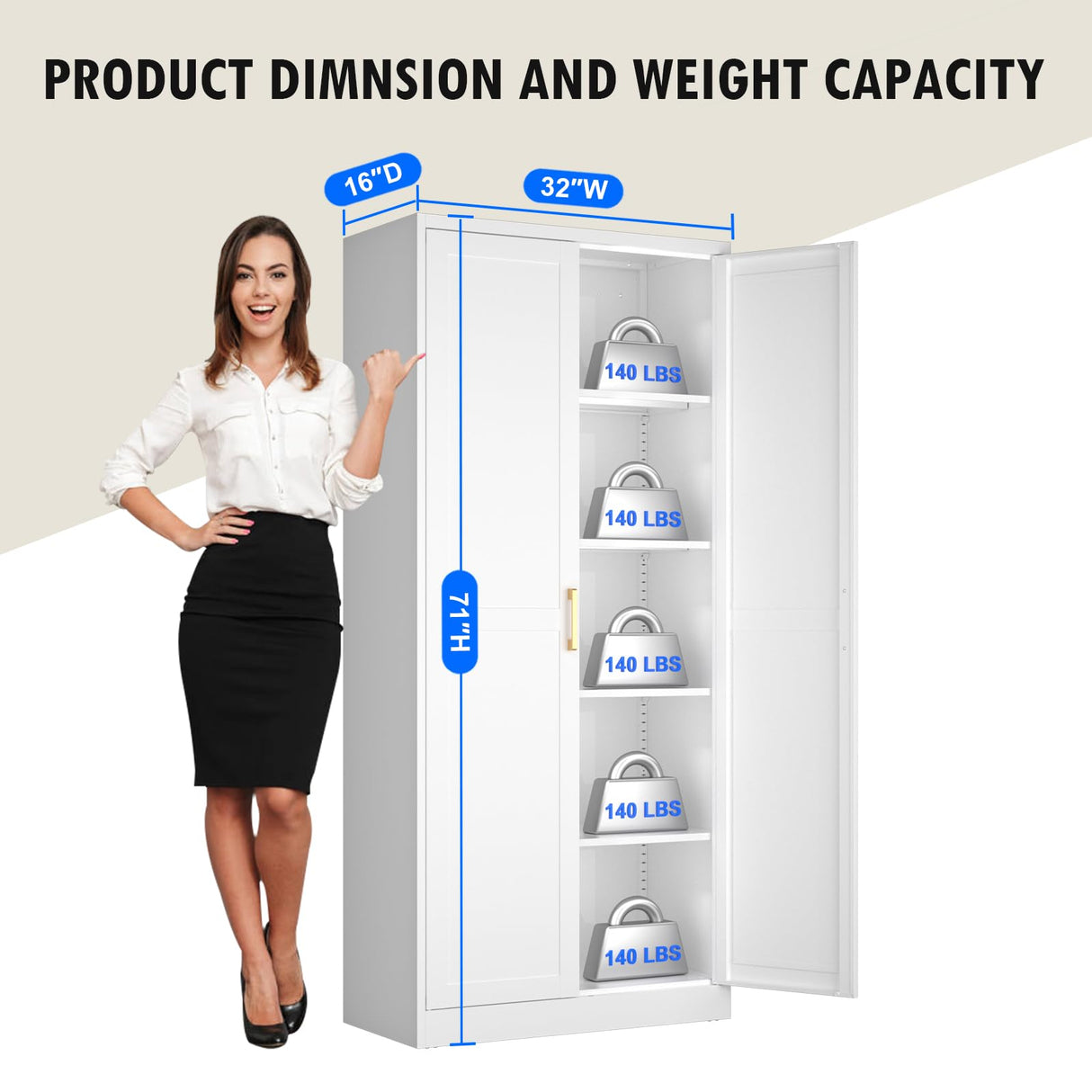 Polup White Kitchen Pantry Cabinet, Pantry Storage Cabinet with Doors and Adjustable Shelves, Metal Food Pantry Cabinets with Handle, 71" Tall Freestanding Cupboard for Living Room-Assemble Required Polup