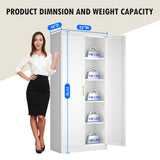 Polup White Kitchen Pantry Cabinet, Pantry Storage Cabinet with Doors and Adjustable Shelves, Metal Food Pantry Cabinets with Handle, 71" Tall Freestanding Cupboard for Living Room-Assemble Required Polup