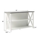 Walker Edison 2 Tier Modern Farmhouse Wood Bookcase Bookshelf Storage Home Office Storage Cabinet, 52 Inch, White Walker Edison