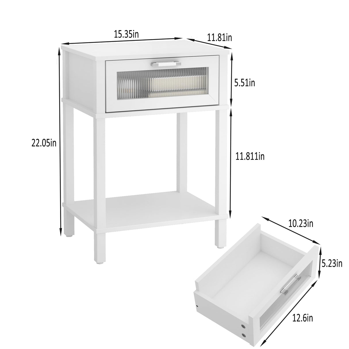 Nightstand Wooden Bedside Table with Drawer White Night Stands Modern Style Small End Table Side Table with Storage Shelf for Bedroom Living Room MLBZ10W MMEOLUOOK