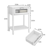 Nightstand Wooden Bedside Table with Drawer White Night Stands Modern Style Small End Table Side Table with Storage Shelf for Bedroom Living Room MLBZ10W MMEOLUOOK