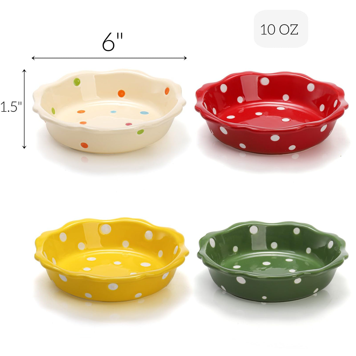 AVLA 4 Pack Ceramic Mini Pie Pans, 6 Inch Small Baking Pie Dish Plate, 10 oz Individual Deep Dish Pie Plate, Kitchen Bakeware Pot Pie Pans for Quiches, Tarts, Puddings, Apple Pecan Pie, Oven Safe AVLA