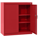 Sandusky CA21361836-01 Classic Series Counter Height Metal Storage Cabinet with Adjustable Shelves, Locking Handle, 18" D x 36" W x 36" H, Red Sandusky