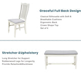 Harper & Bright Designs 6 Piece Wooden Dining Table Set with 4 Upholstered Dining Chair and Bench, Kitchen Table Set with Drawer, Family Dining Furniture for 6 People (Butter Milk) Harper & Bright Designs