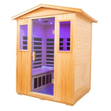 V ddhoger Outdoor Sauna 4 Person,Basswood Far Infrared Sauna,2050W Low EMF Sauna,12 Low EMF Boards,Chromotherapy,Bluetooth Speaker V ddhoger