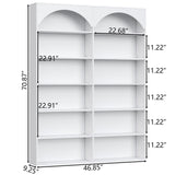 Gyfimoie 70.8’’ Tall Bookshelf and Bookcase, 7-Tier Double Wide Bookcase Modern Large Open Display Shelves with Curved Baffle for Home Office Living Room (White) Gyfimoie