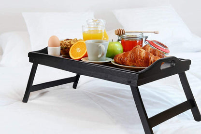 Bed Tray Table with Folding Legs Wooden Serving Breakfast in Bed or Use As a,Platter Tray,TV Table Laptop Computer Tray Snack Tray Large Size - WoodArtSupply